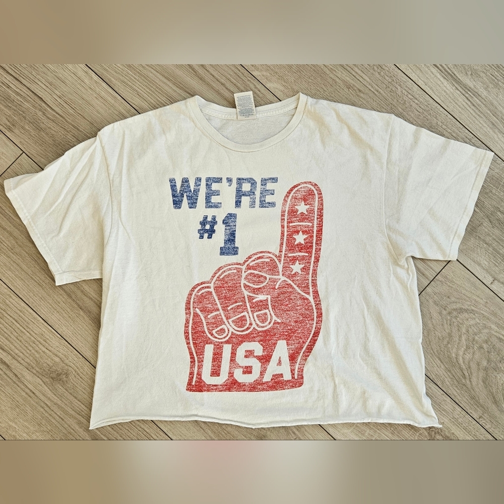 USA #1 Red and White Short Sleeve Tee with Vintage Design